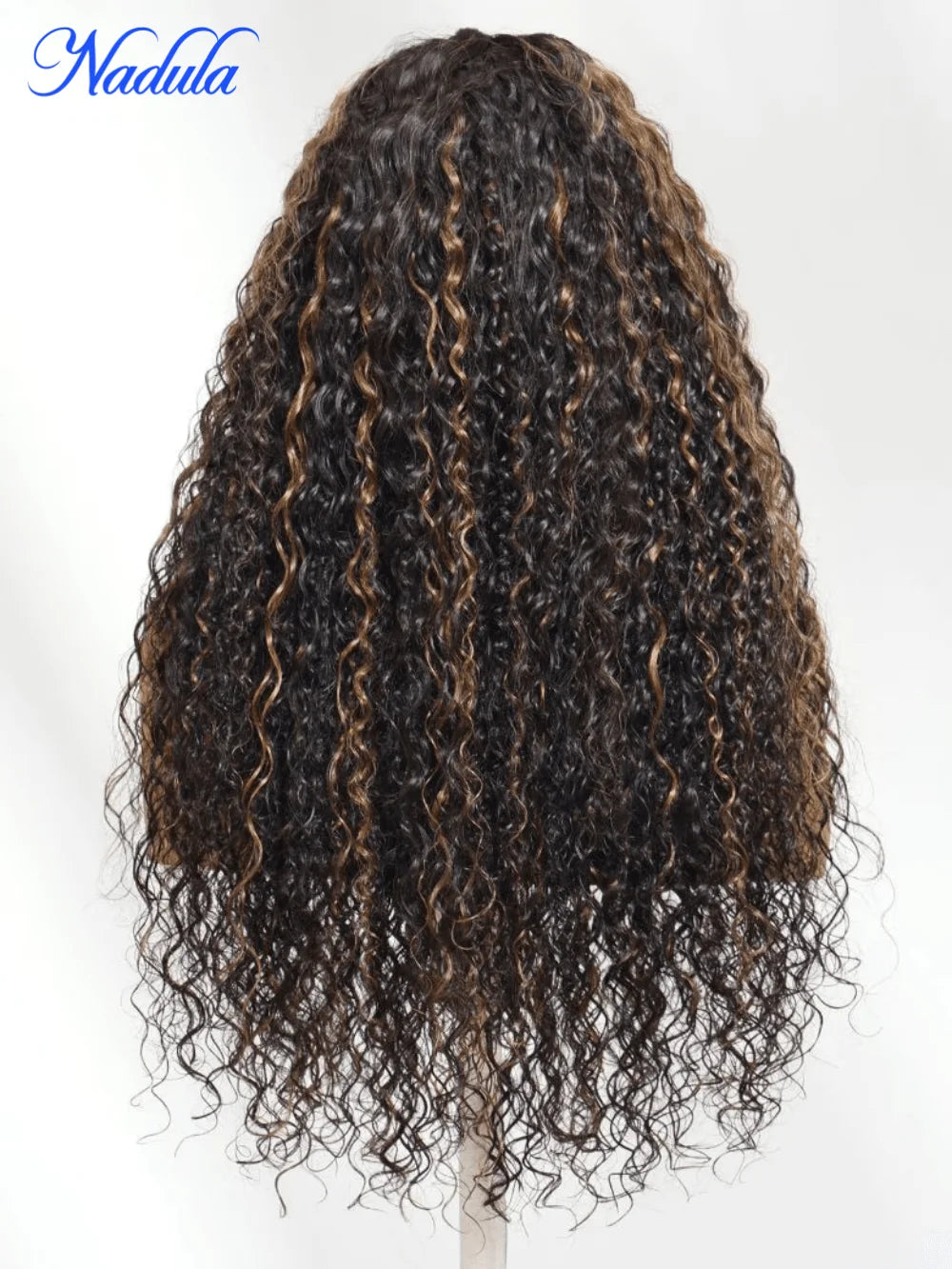 Clearance13x4 Pre-Everything™ Lace Frontal Golden Brown Highlight Water Wave Curly Drawstring Wig Pre Plucked Pre Cut Human Hair