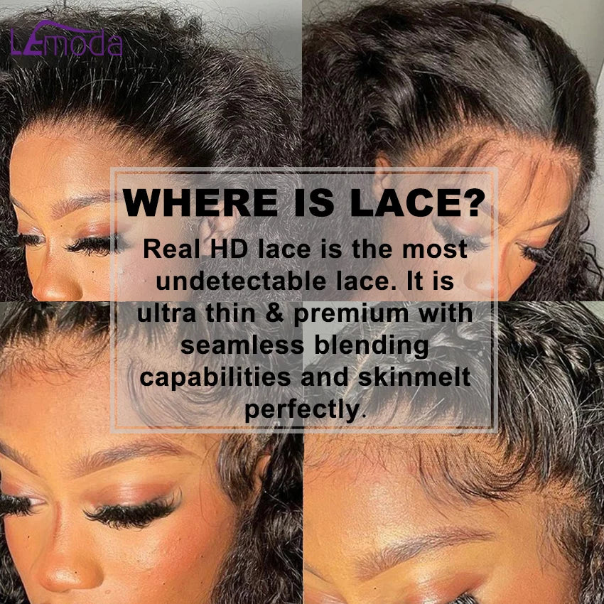 Lemoda 12A Full 13x6 Water Wave Lace Frontal Virgin Human Hair Wigs 250 Density Skinlike Real HD 13x6 Full Frontal Wig For Women