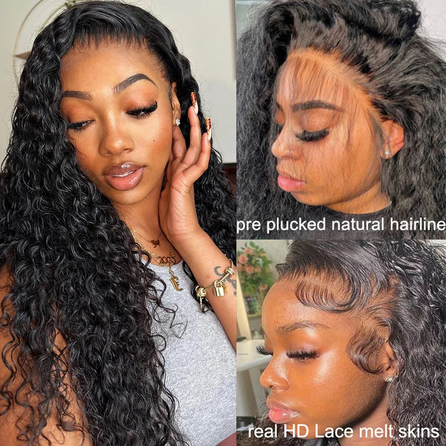 Lemoda 12A Full 13x6 Water Wave Lace Frontal Virgin Human Hair Wigs 250 Density Skinlike Real HD 13x6 Full Frontal Wig For Women