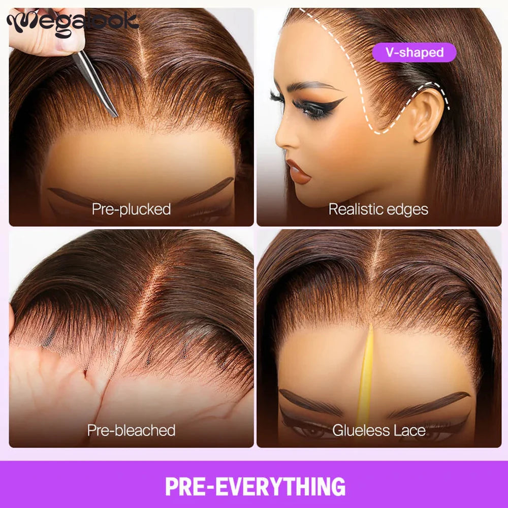 Megalook #4 13x6 Lace Front Wig Chocolate Brown Color Bohemian Curls Pre-everything Glueless Wig Pre Plucked Natural Hairline