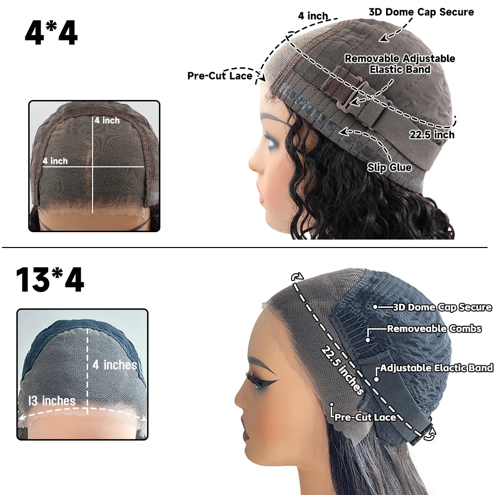 Ombre Dark Brown 4x4 Glueless Lace Closure Blunt Cut Bob Wig Pre Plucked Brazilian Pre Cut Lace Front Human Hair Wigs For Women