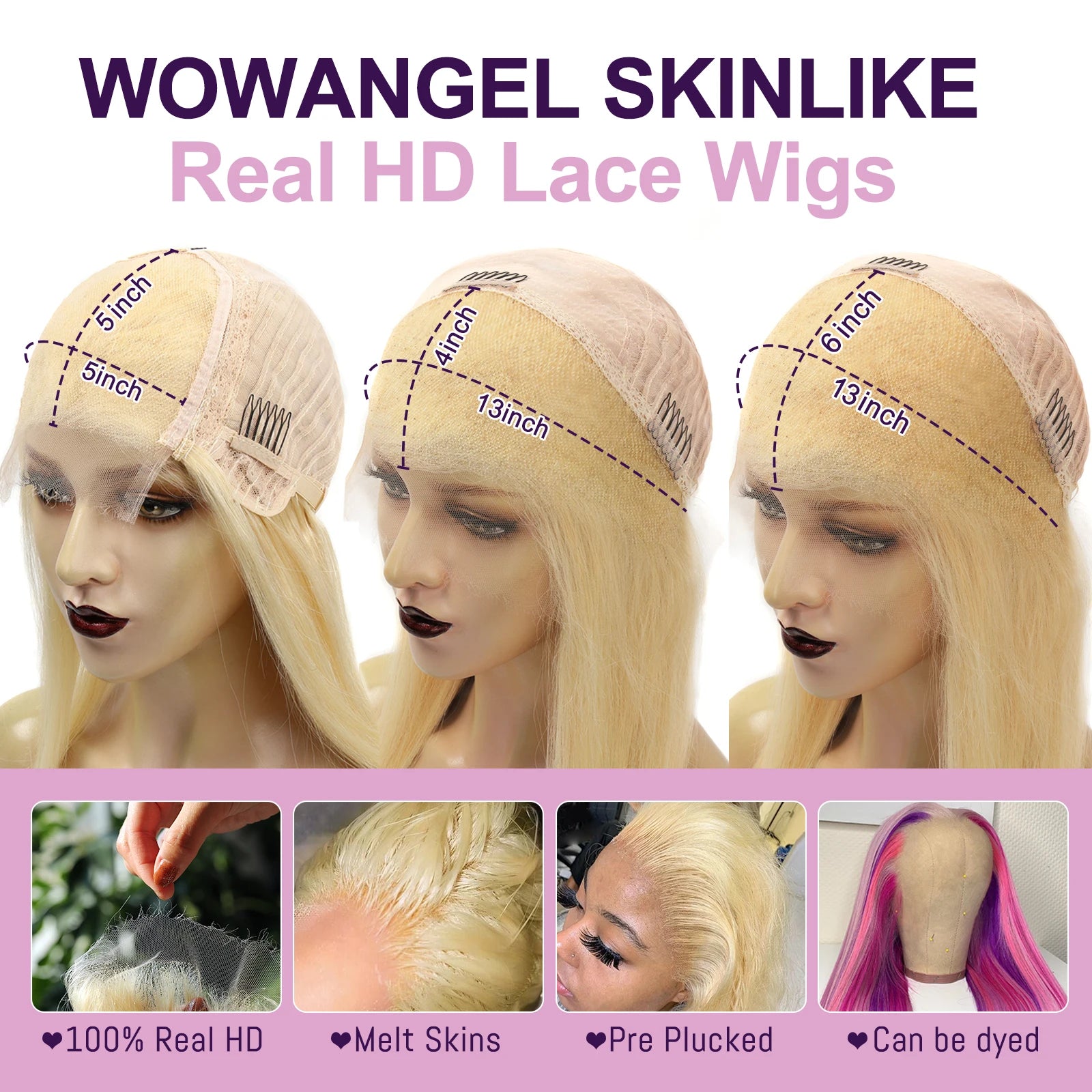 32inch 250% 13x6 HD Lace Frontal Wigs Melt Skins Natural Scalp 613 Blonde Body Wave Wig HD Lace Closure Human Hair Wigs Glueless