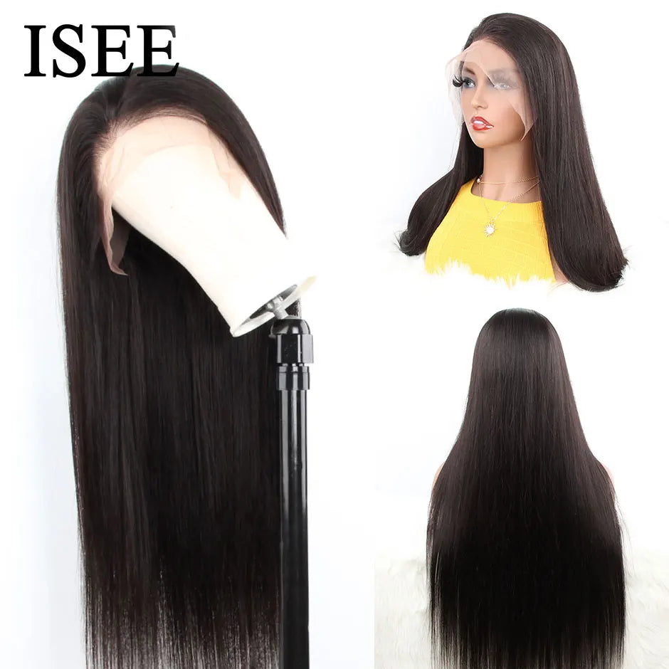 ISEE HAIR 250 Density Human Hair Wig Bone Straight Lace Front For Women Malaysian Straight 13x4 Lace Front Wigs Straight Wigs