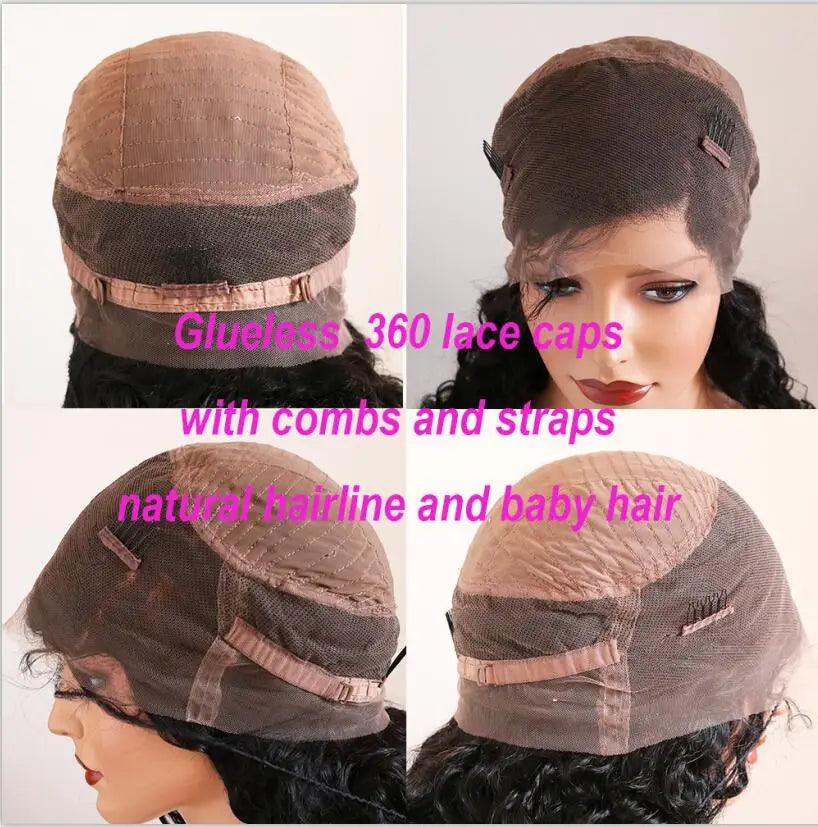 Ombre 99J Burgundy 360 Frontal Red Deep Wave 13x6 Lace Front Human Hair Wig Prepluck Curly Silk Base Full Lace Heradband U Part