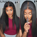 UNice 7x5 Bye Bye Slip™ Yaki Straight Glueless Wig With Invisi Drawstring 100% Human Hair Lace Wigs Wear And Go
