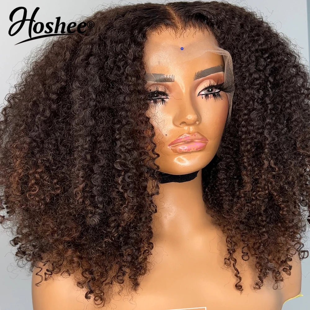 1B30 Honey Brown Colored 13X4Glueless Human Hair Wigs For Black Women 250% Bouncy Curly 4x4Pre-Cut Lace Wig Human Hair Remy Hair
