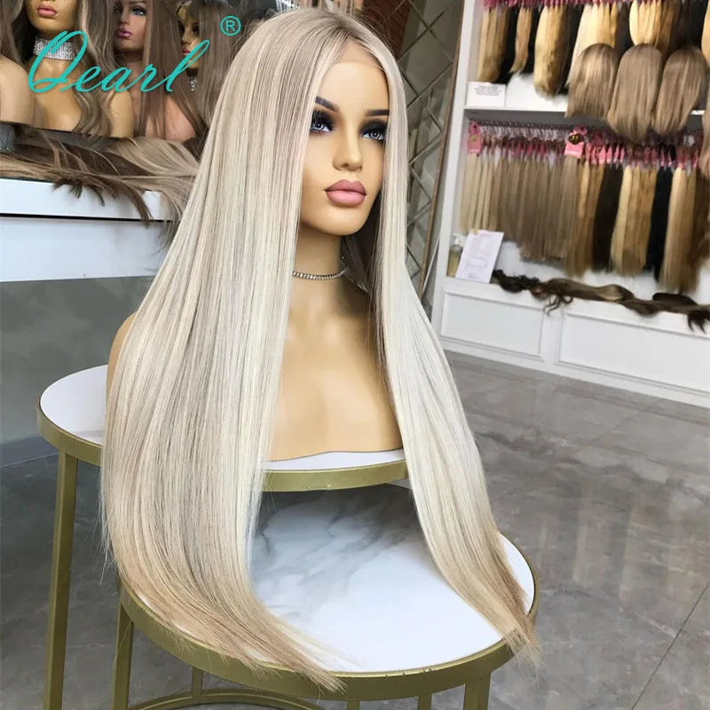Full Lace Wig Real Human Hair Lace Frontal Wig HD Icy Ash Blonde Loose Body Wave Virgin Brazilian Hair Lace Front Wig 180% Qearl