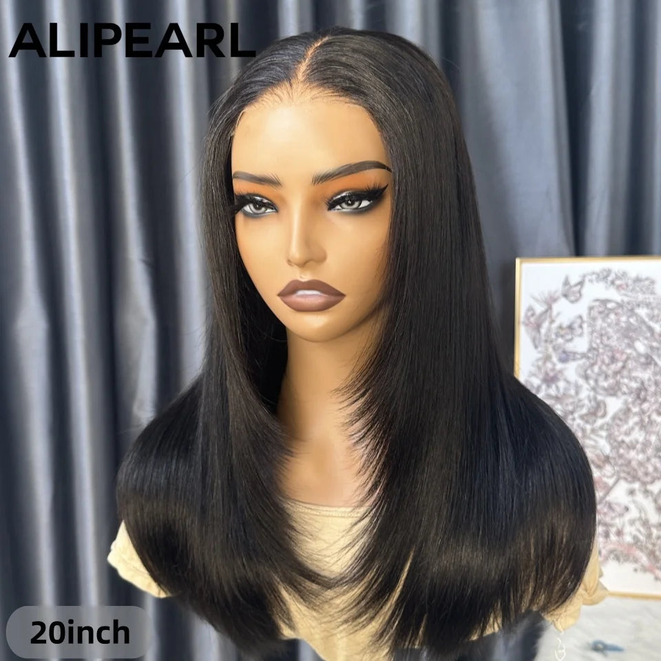 Ali Pearl Straight Layered Cut Human Hair Wigs Brazilian Straight 5x5 Lace Closure Wig for Women Pre Plucked &Pre Cut Lace