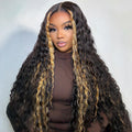 Deep Wave Lace Front Wigs Blonde Highlights Luxurious Deep Curly Wave Glueless HD Lace Glueless Wig Flash Sale-Amanda Hair