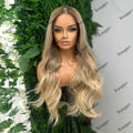 U Part Wig Human Hair Slightly Wavy Rooted Light Golden Blonde for Women Easy Wear1*4Size V Part Wig Human Hair Remy Indian Hair