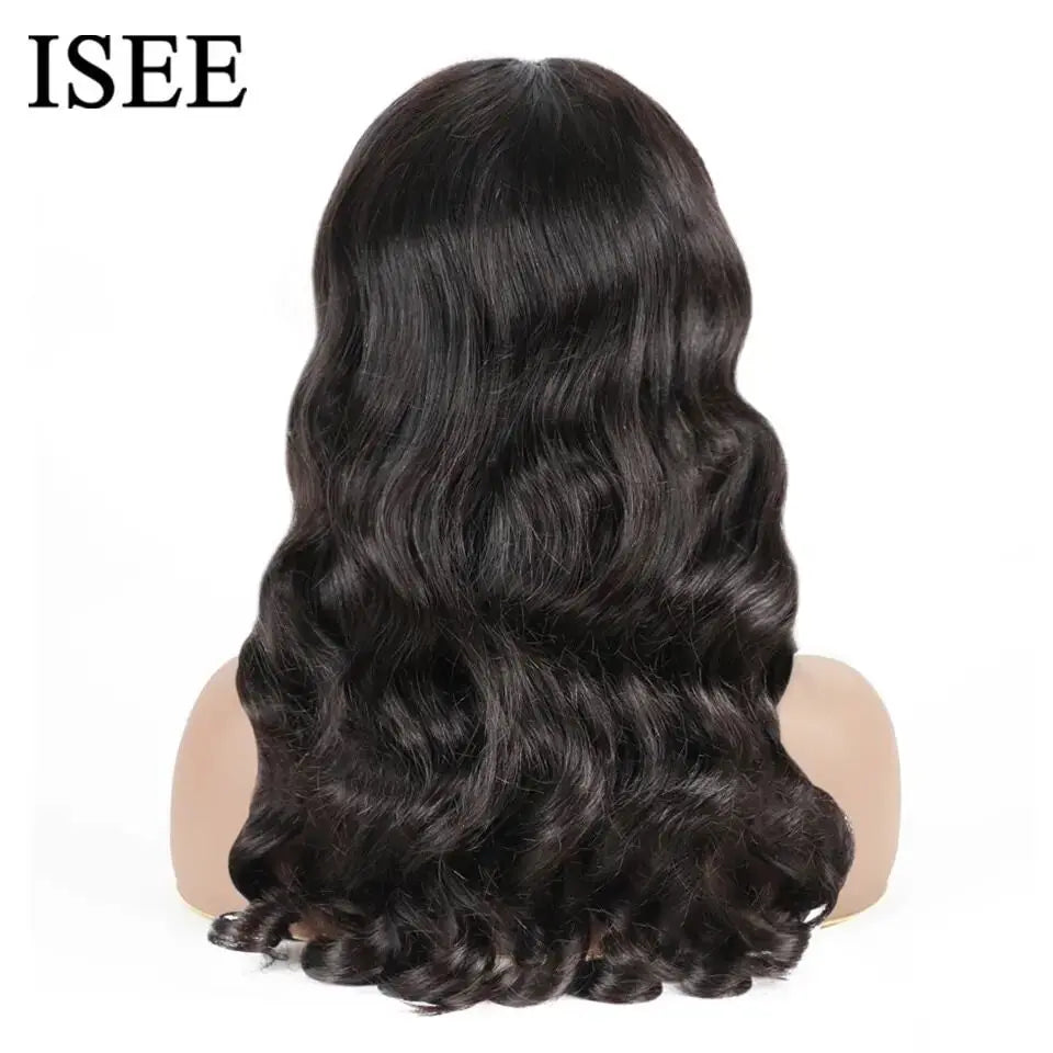 ISEE Glueless Wigs Wear And Go Ocean Wave Wig 7X5 HD Body Wave Lace Front Wig Pre Cut PrePlucked Wavy Lace Closure Wigs