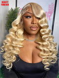 Beautyforever #613 Blonde Transparent Full Lace Wigs 100% Brazilian Body Wave Human Hair Wig Breathable Cap 180% Density