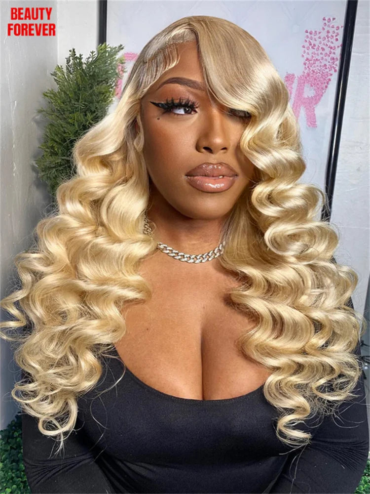 Beautyforever #613 Blonde Transparent Full Lace Wigs 100% Brazilian Body Wave Human Hair Wig Breathable Cap 180% Density