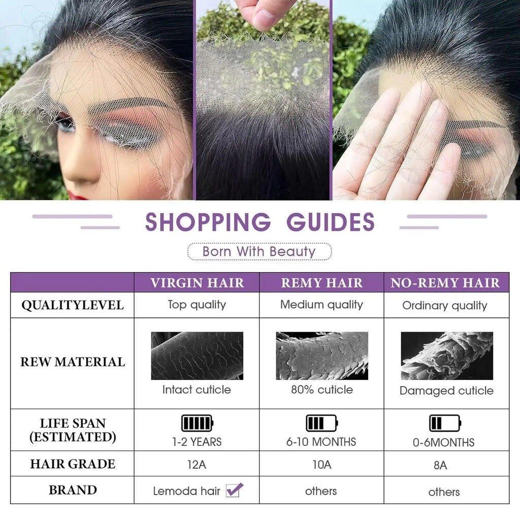SKINLIKE Real HD Lace 13x6 Frontal Wig Straight Virgin Human Hair Invisible 0.1mm Ultra-thin HD Lace Pre Plucked 180 Density 12A