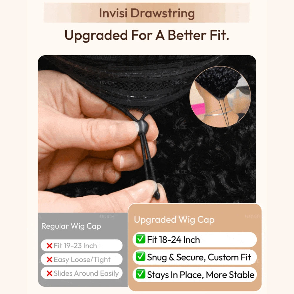 UNice 7x5 Bye Bye Slip™ Lace Golden Blonde Balayage Highlights Water Wave Wig With Drawstring Wear Go Glueless Human Hair Wigs