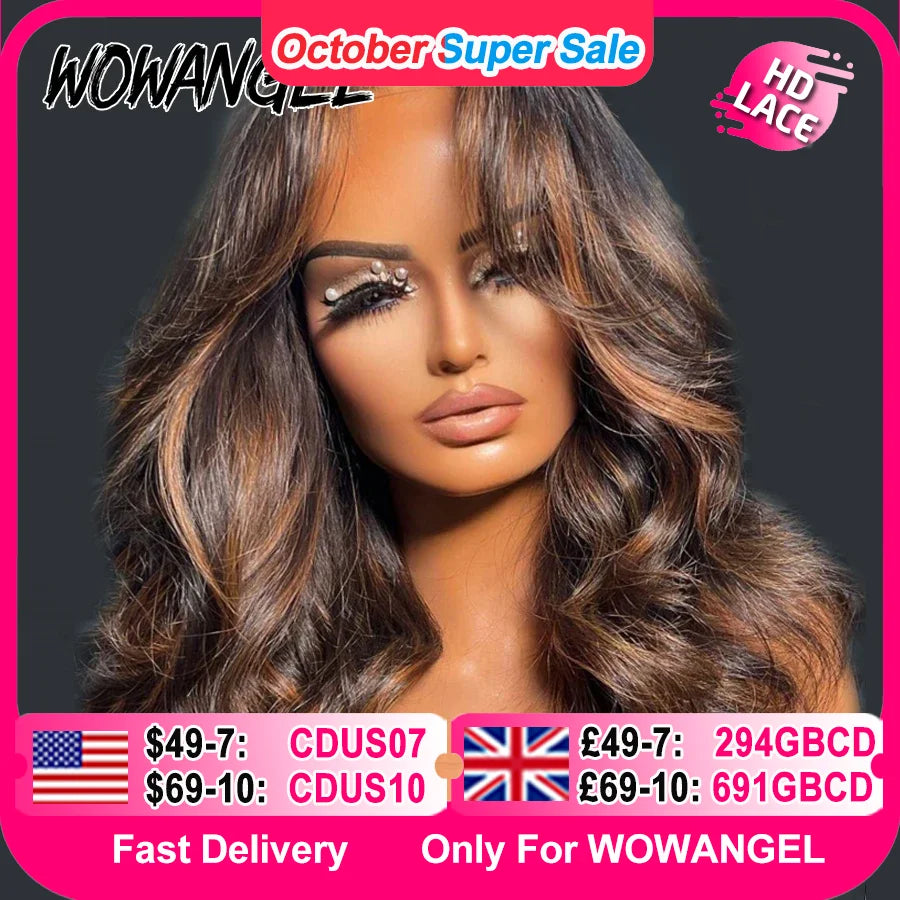 2/30 Highlight BOB Wigs 13x4 HD Lace Front Human Hair Wigs Glueless Ready to Go Wigs Body Wave 5x5 HD Lace Closure Wig Wavy Hair
