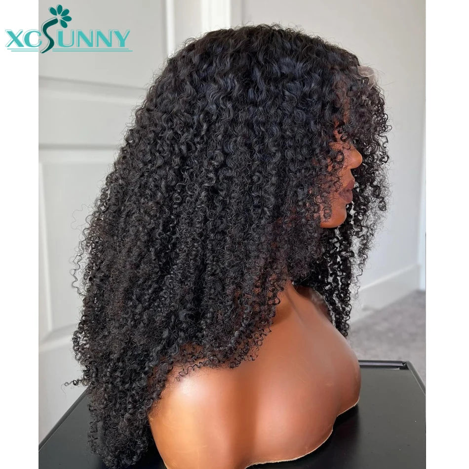 Kinky Curly Full Lace Wig Transparent Lace frontal Wigs Human Hair Curly 13x6 Lace Front Wig Pre Plucked Brazilian xcsunny