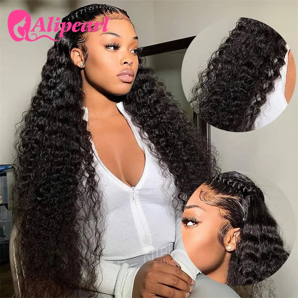 Ali Pearl Real HD Lace Front Human Hair Wigs Deep Wave HD Human Hair Wig Peruvian Pre-Plucked 5x5 Closure Wig For Woman