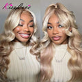 250% 3D Body Wave Ash Blonde 13x6 Lace Frontal Human Hair Wig Pre Plucked Brazilian Colored 13x4 HD Transparent Lace Front Wigs