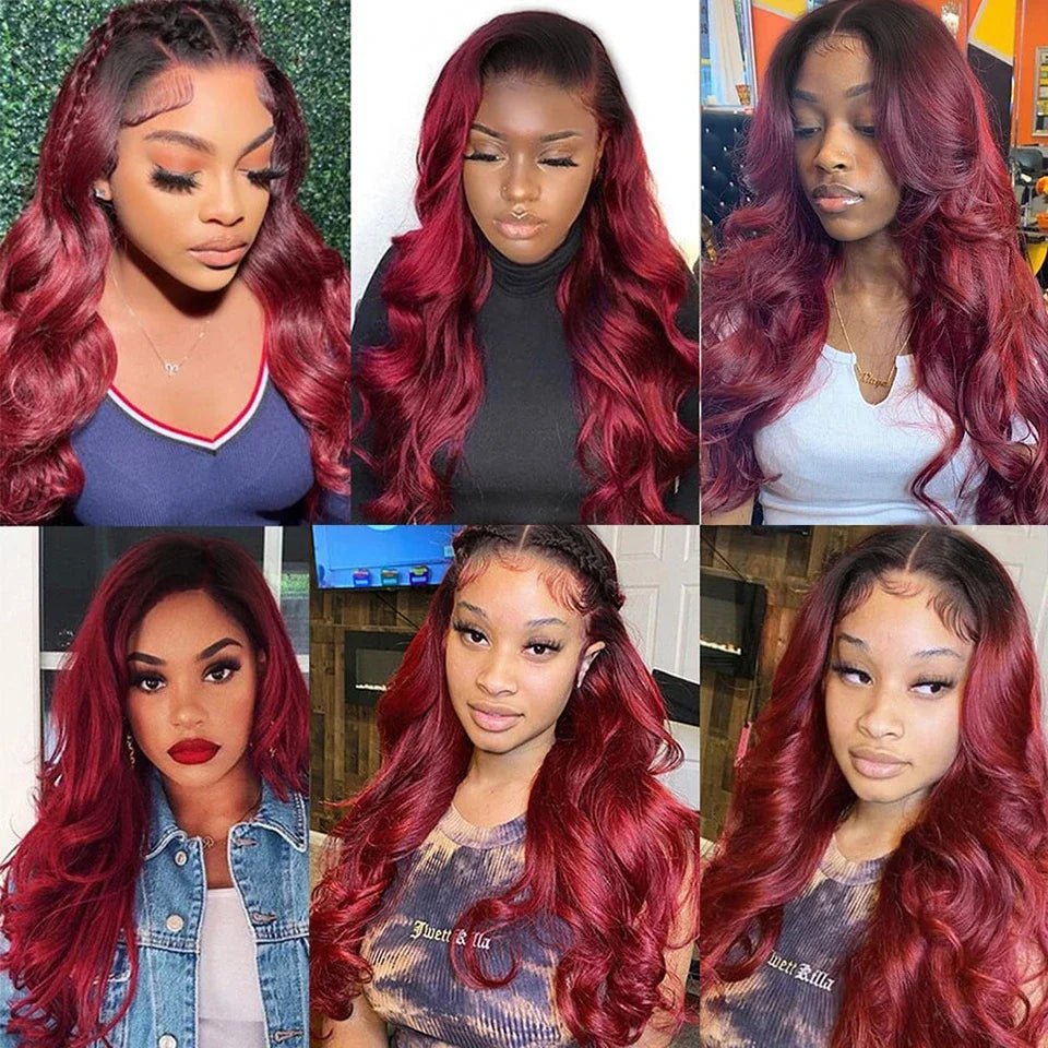13x6 HD Lace Frontal Human Hair Wig Body wave wig  99J Burgundy 13x4 Lace Front Human Hair Wigs For Women