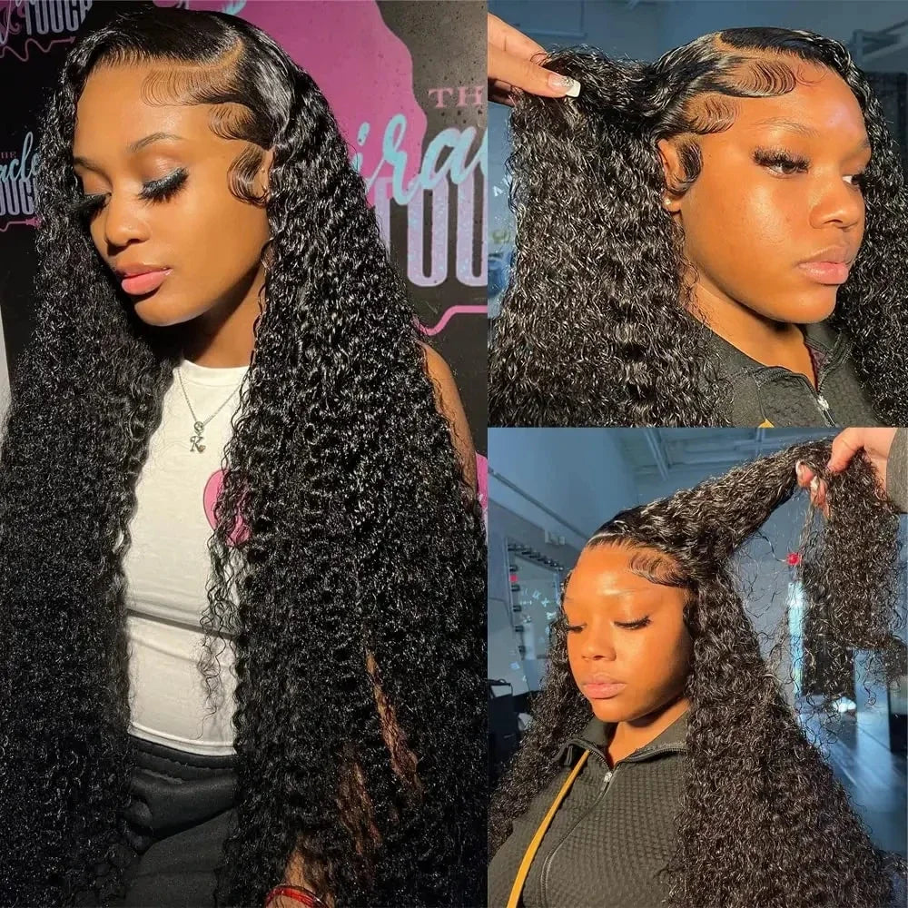 Deep Wave Glueless Wig Human Hair Ready To Wear And Go PrePlucked For Women Precut 13x6 Hd Frontal Curly Lace Front Wigs 200%