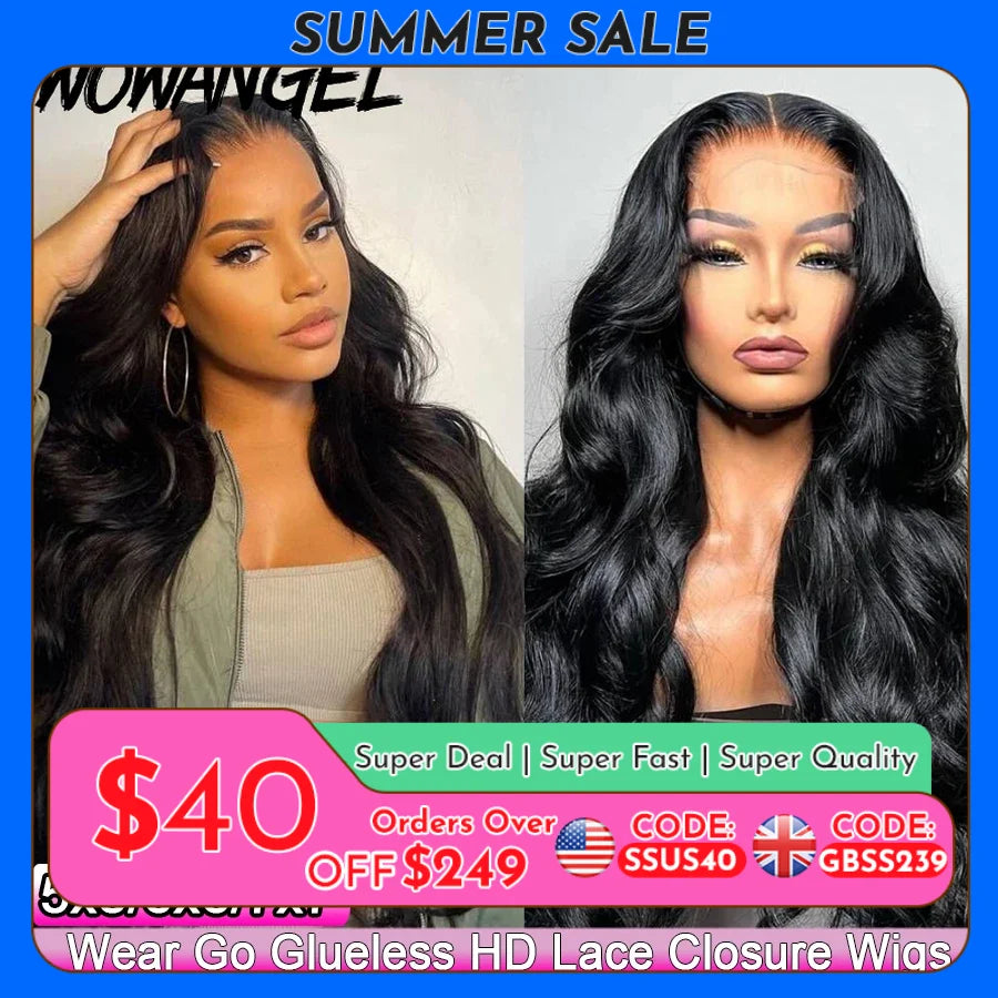 Wow Angel Glueless 250% Real HD Lace Closure Wigs 7X7/6x6/5X5 HD Closure Wig Body Wave Pre Plucked Human Hair Wigs For Women