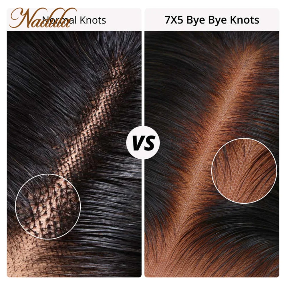 Ｎadula Hair Reddish Brown Dark Auburn Color 7x5 Pre Cut Lace Bye Bye Knots Wig 150% Density  Curly Hair With Breathable Cap