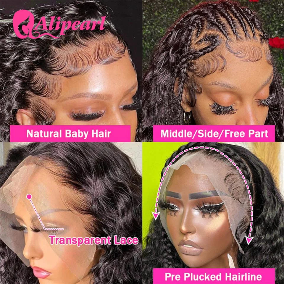 Alipearl Hair 13x4 Lace Front Wig Human Hair Free Part Kinky Curly Human Hair Wigs Pre-Plucked For Women Brazilian Wig