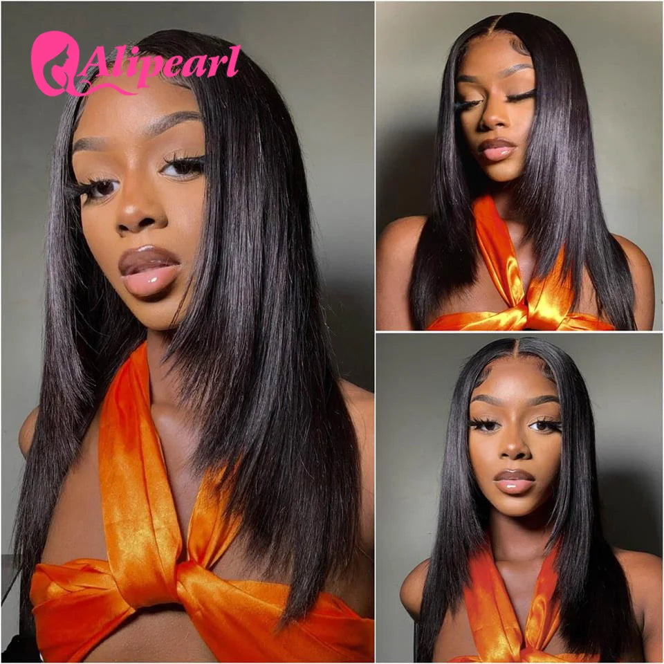 Ali Pearl Straight Layered Cut Human Hair Wigs Brazilian Straight 5x5 Lace Closure Wig for Women Pre Plucked &Pre Cut Lace