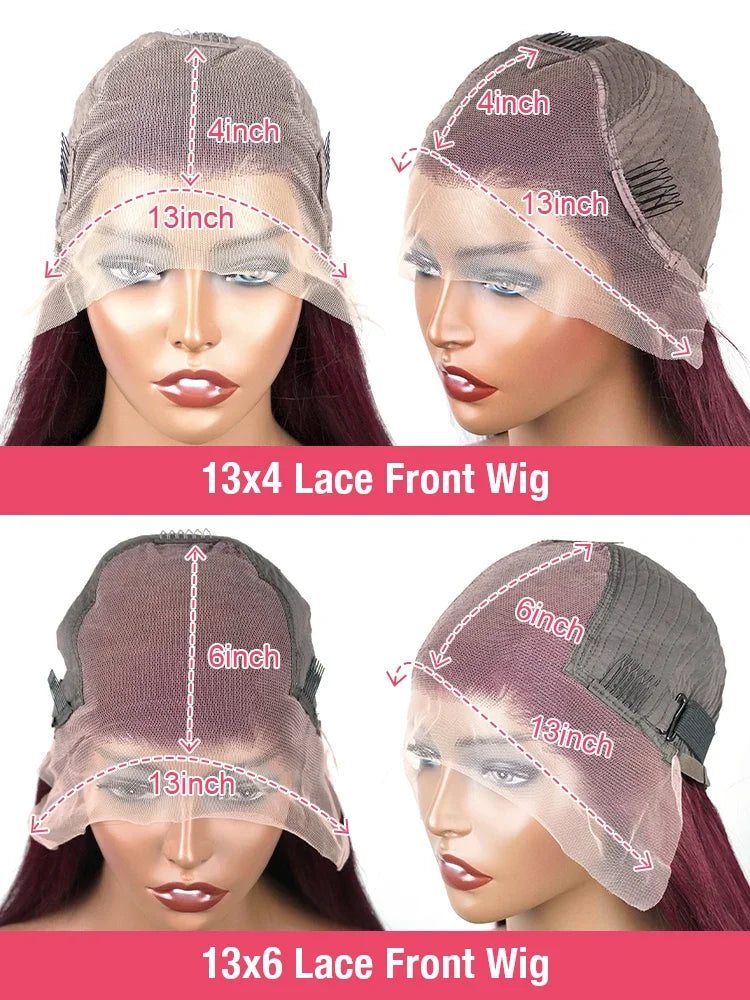 13x6 HD Lace Frontal Human Hair Wig Body wave wig  99J Burgundy 13x4 Lace Front Human Hair Wigs For Women