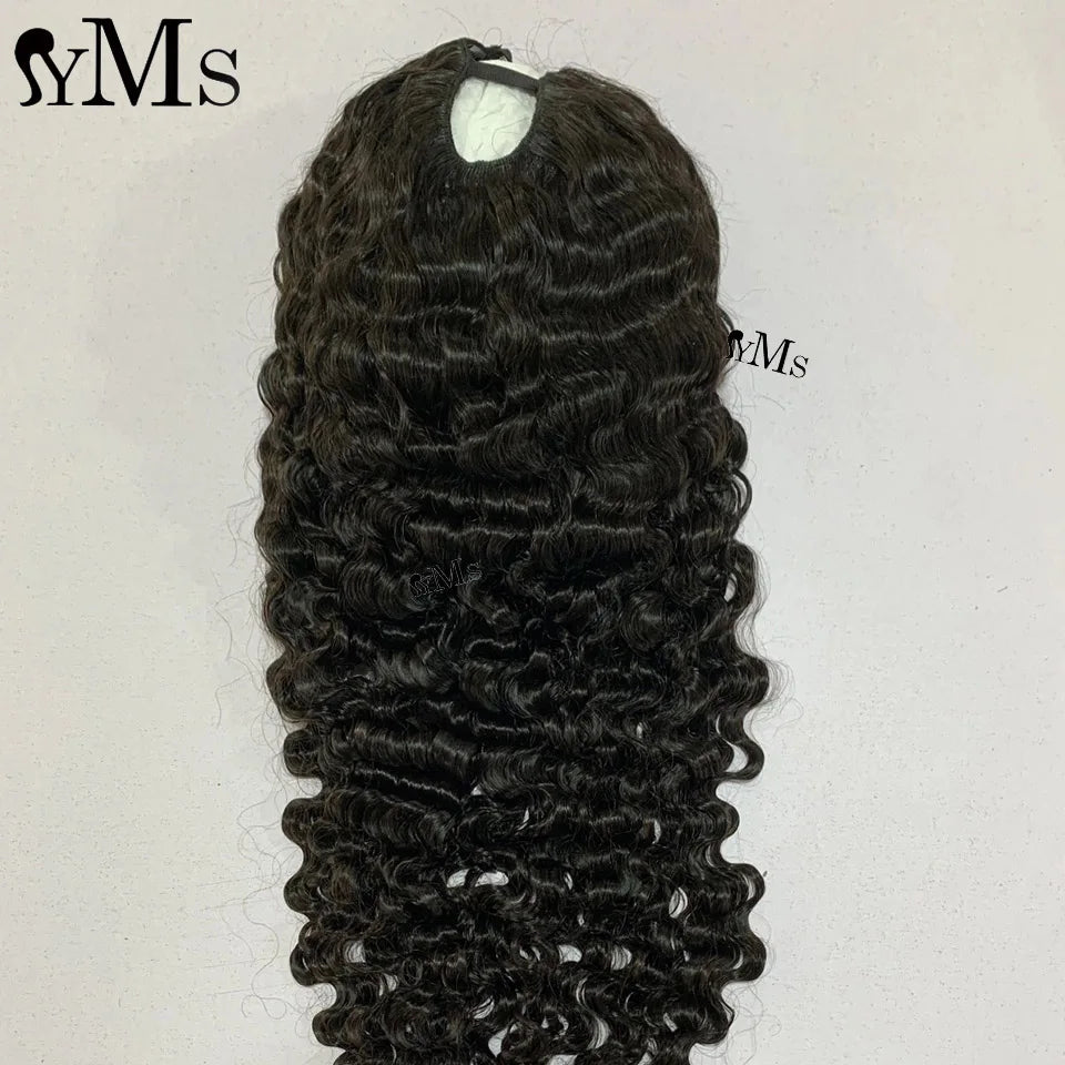 Burmese Curly U Part Human Hair Wigs With Clips For Women YMS Small Open Classic Burmese Curly U Part Wigs For Wig Beginner
