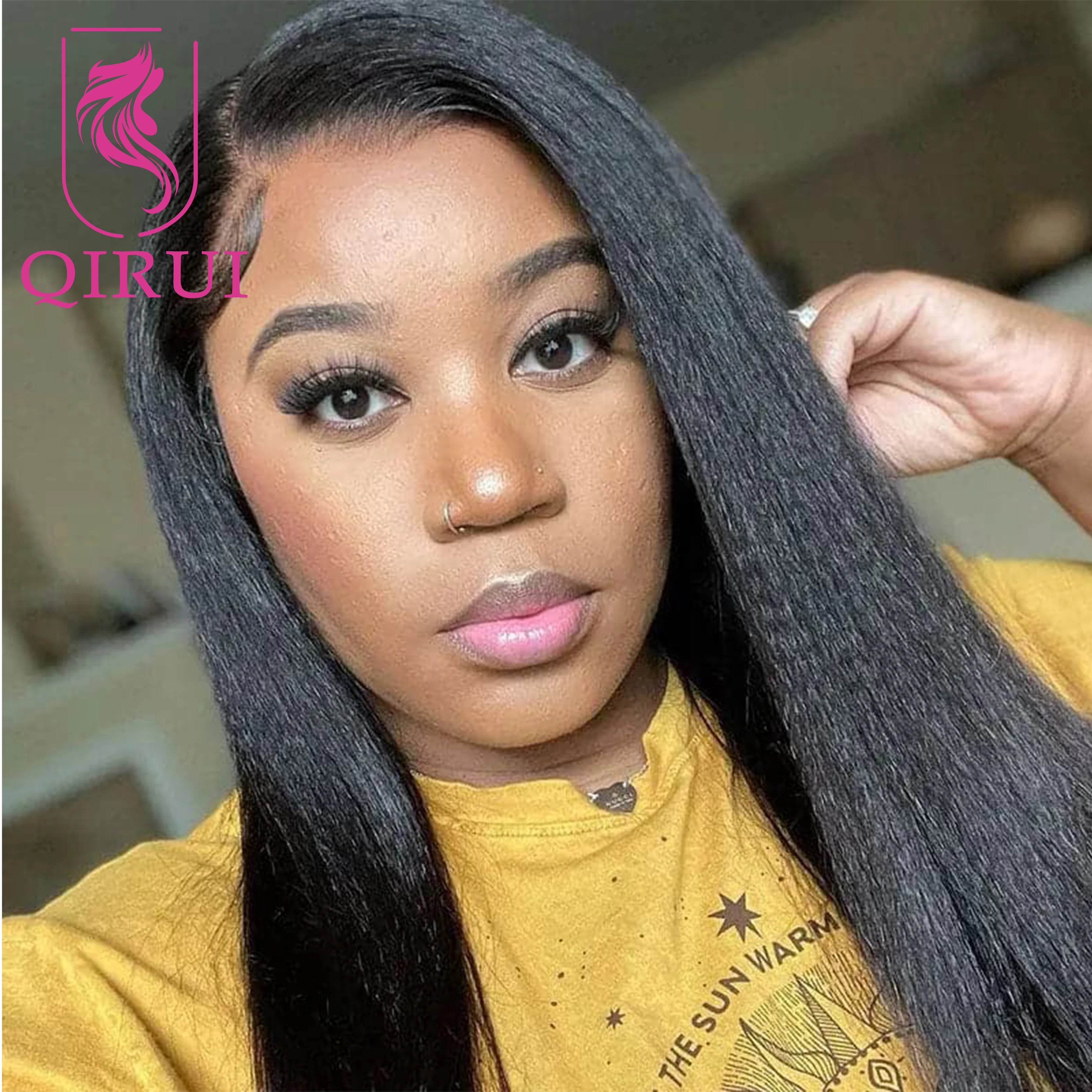 Brazilian Human Hair Silk Base Full Lace Wig Pre Plucked Light Yaki Silk Top Full Lace Human Hair Wig 130%-180%Density Baby Hair