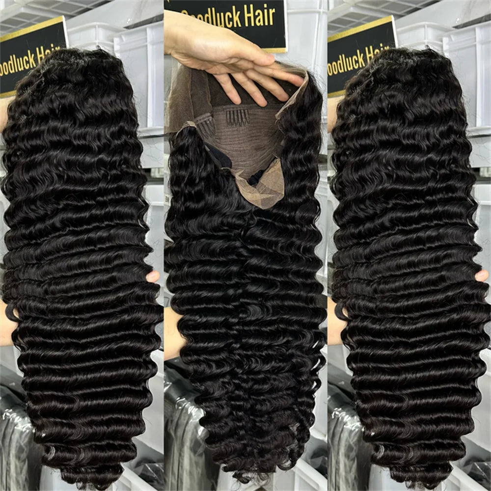 250 Density 13x4 Real Hd Lace Frontal Wig Deep Wave Lace Front Wig 5x5 Curly Human Hair Wigs For Women Pre Plucked Lace Wig