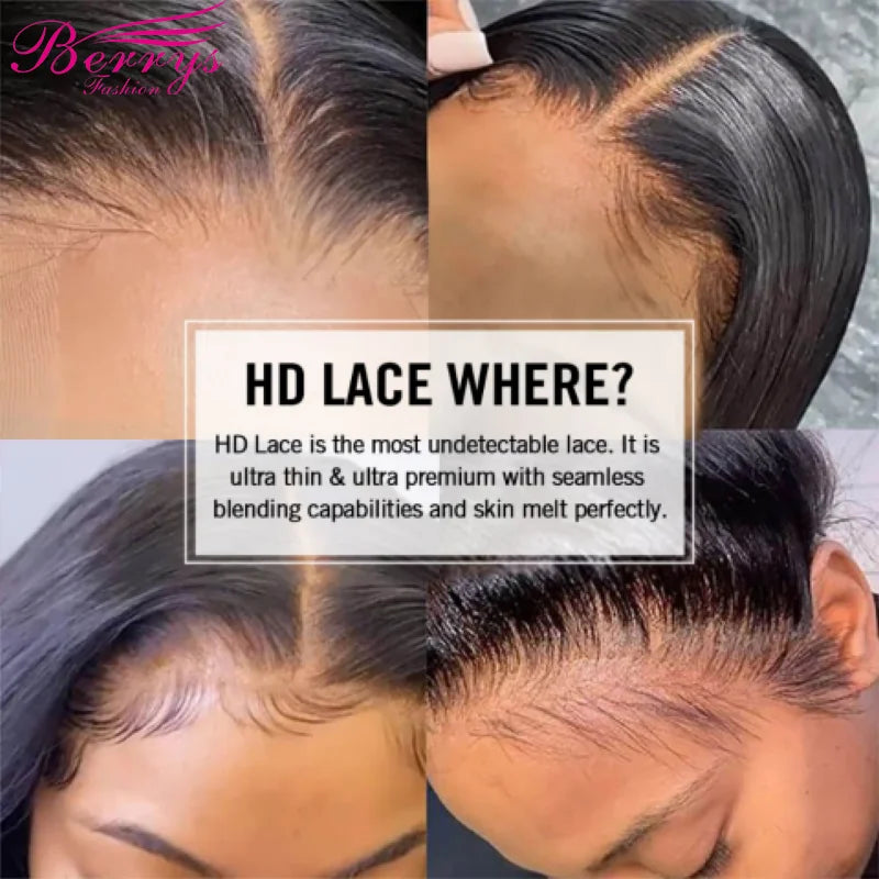 Berrys Fashion Hair 13x6 HD Lace Front Human Hair Wigs Pre Plucked Body Wave 5x5 Lace Closure Wig 13x4 Lace Frontal Wig 250%