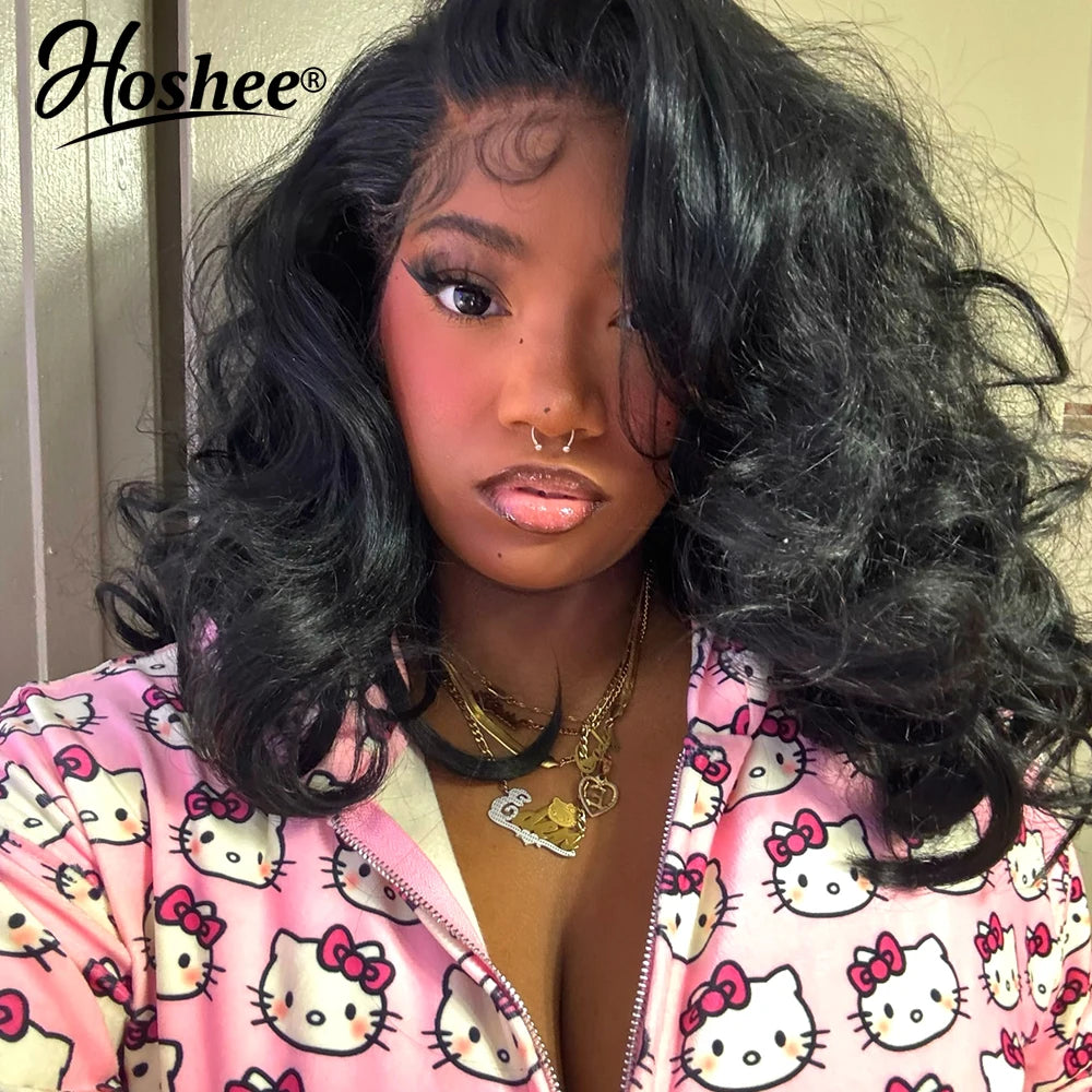 Glueless Layered Curtain Bangs Wig Human Hair Wear&Go 13x4 Lace Front Human Hair Wigs For Black Women 4x4 Lace Closure Wig 250%
