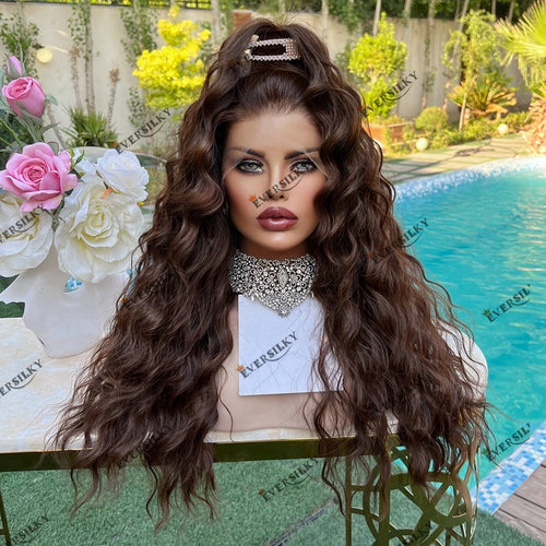 100% Human Hair 13x6 Lace Front Wig Dark Brown Loose Deep Wave Remy Peruvian Hair 5x5 Swiss Lace Closure Wig Natural Hairline
