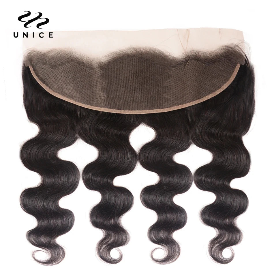 Unice Hair Body Wave Human Hair Bundles 3/4 PCS With 13x4 Lace Frontal Free Part 100% Human Hair Make 250% Density Wig