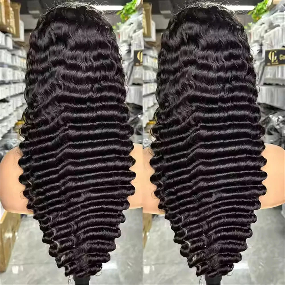 250 Density 13x4 Real Hd Lace Frontal Wig Deep Wave Lace Front Wig 5x5 Curly Human Hair Wigs For Women Pre Plucked Lace Wig