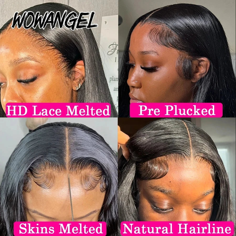 Wow Angel 5x5 Wear Go HD Lace Closure Glueless Wigs 28in Malaysian Straight Wig Pre Plucked Human Wigs Ready to Go Wig For Woman