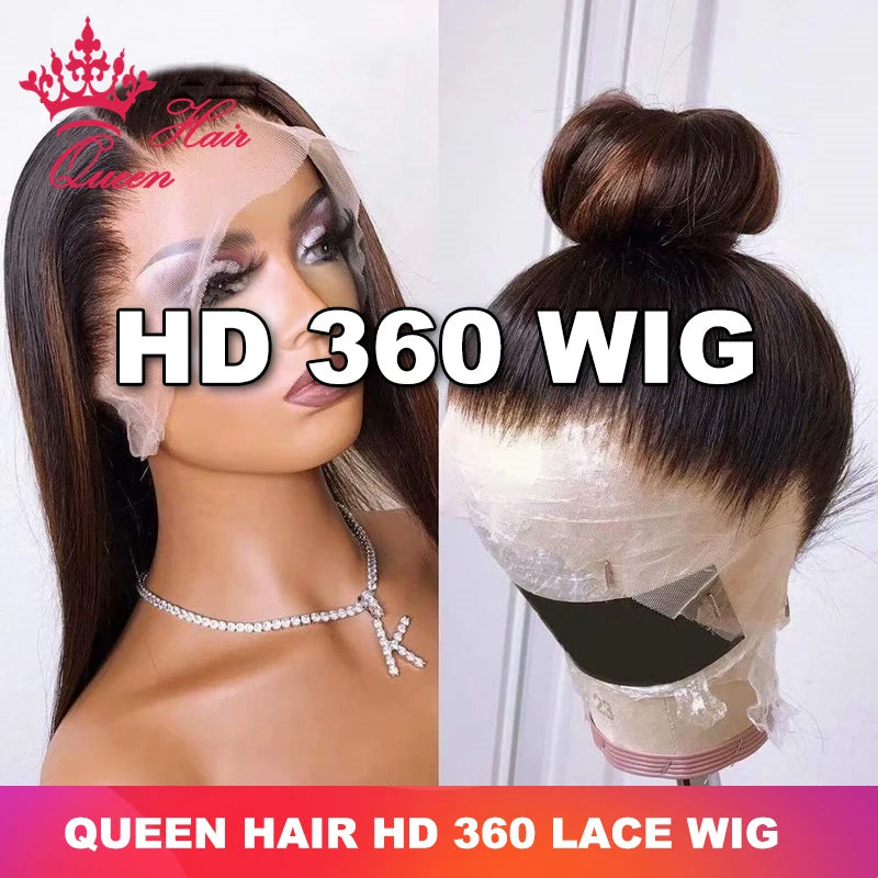 HD 360 Frontal Lace Wig Raw Human Hair Invisible Melt Skin HD Lace Wig Straight High Ponytail Available Natural Look Queen Hair