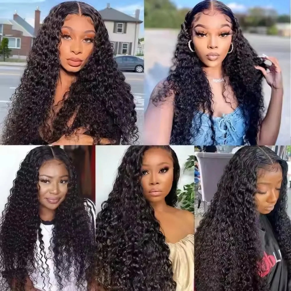 250 Density 13x4 Real Hd Lace Frontal Wig Deep Wave Lace Front Wig 5x5 Curly Human Hair Wigs For Women Pre Plucked Lace Wig