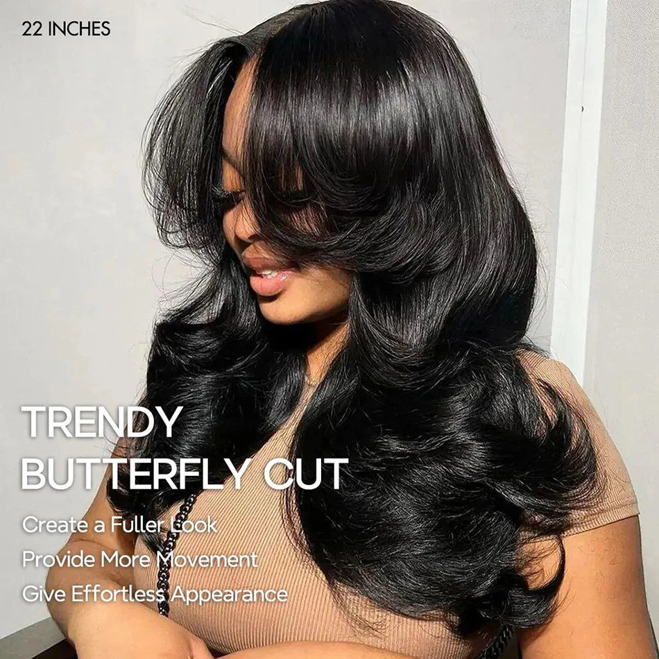 Tinashe Layered Cut Loose Body Wave 6×5 HD Lace Wig Double Drawn Pre Bleached Wear&Go Glueless Lace Closure Human Hair Wigs