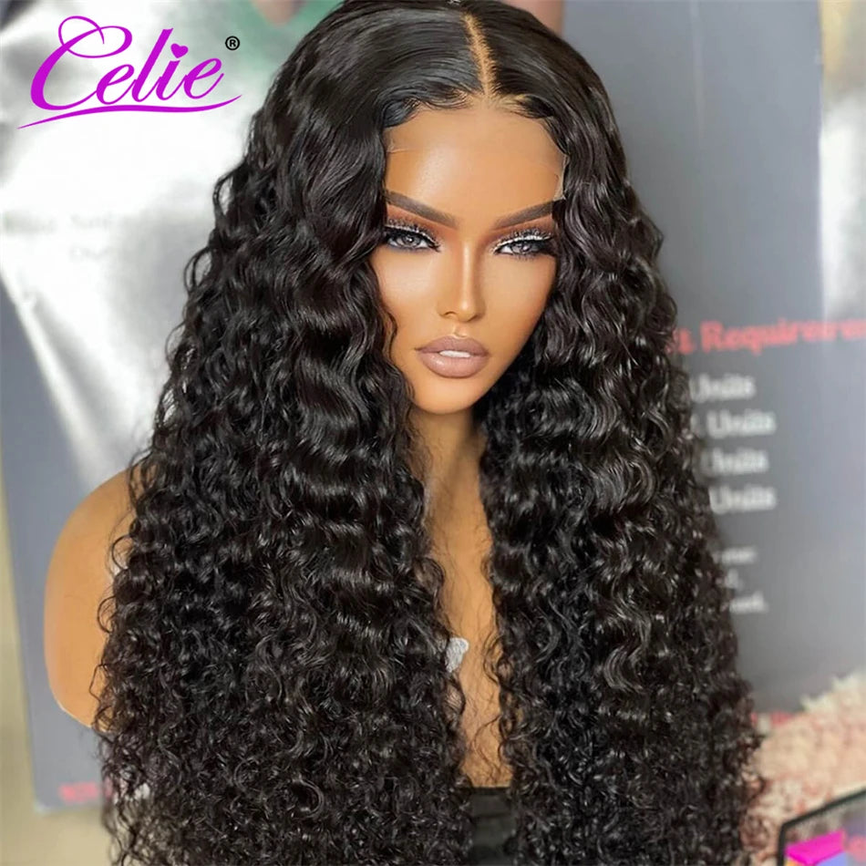 Celie Water Wave 13x6 Lace Front Human Hair Wigs HD Lace Frontal Wig Pre Plucked High Density Glueless Closure Wig