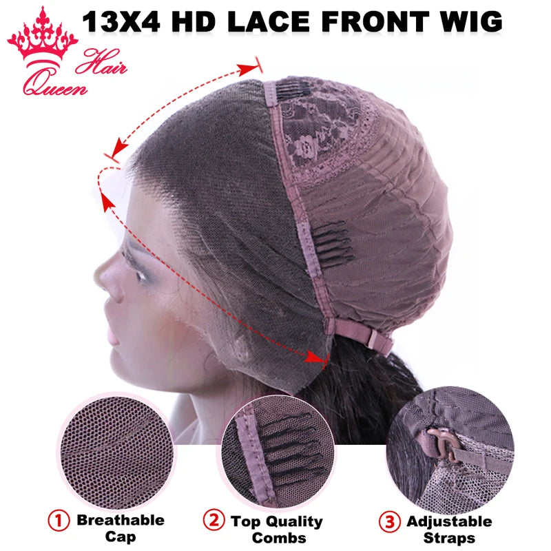 Invisible HD Lace Frontal Wig 13x4 Lace Front Wig Human Hair Bone Straight Transparent Lace Raw Human Hair Wigs Lace Closure Wig
