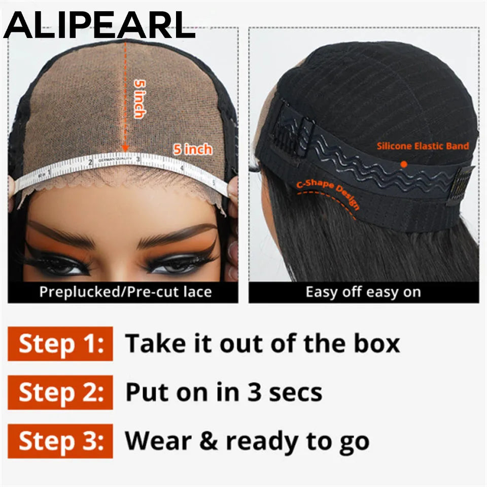 Ali Pearl Straight Layered Cut Human Hair Wigs Brazilian Straight 5x5 Lace Closure Wig for Women Pre Plucked &Pre Cut Lace
