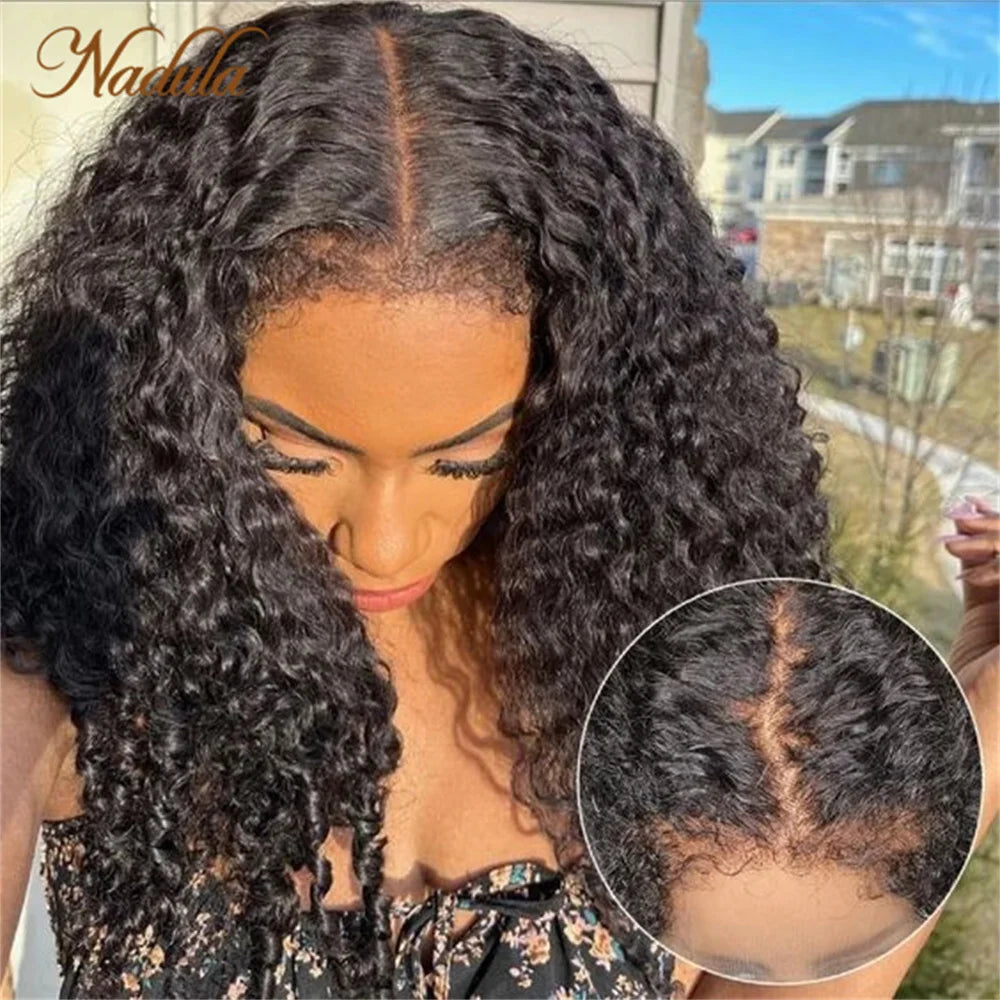 Ｎadula Hair Reddish Brown Dark Auburn Color 7x5 Pre Cut Lace Bye Bye Knots Wig 150% Density  Curly Hair With Breathable Cap