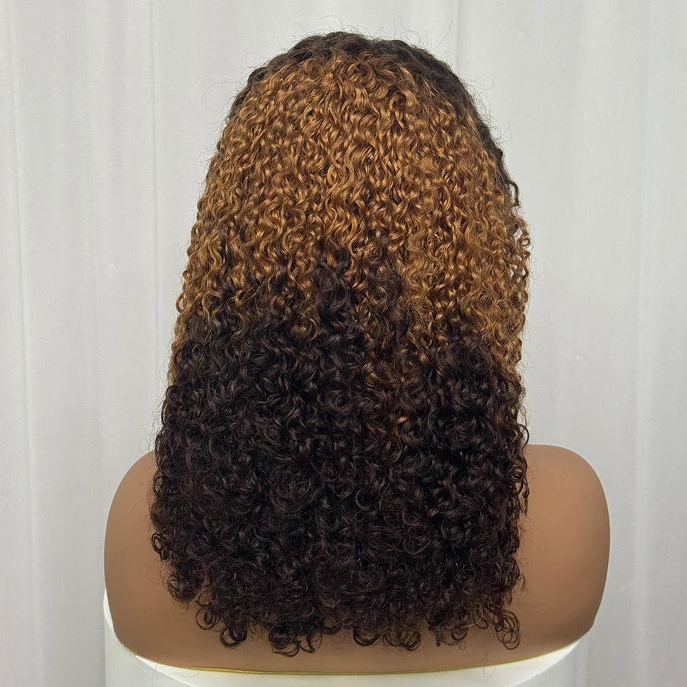 300% Density Burmese Pixie Cut Kinky Curly Human Hair Wig 99J Highlight 13x4 Transparent Lace Front Wig for Black Women 16 inch