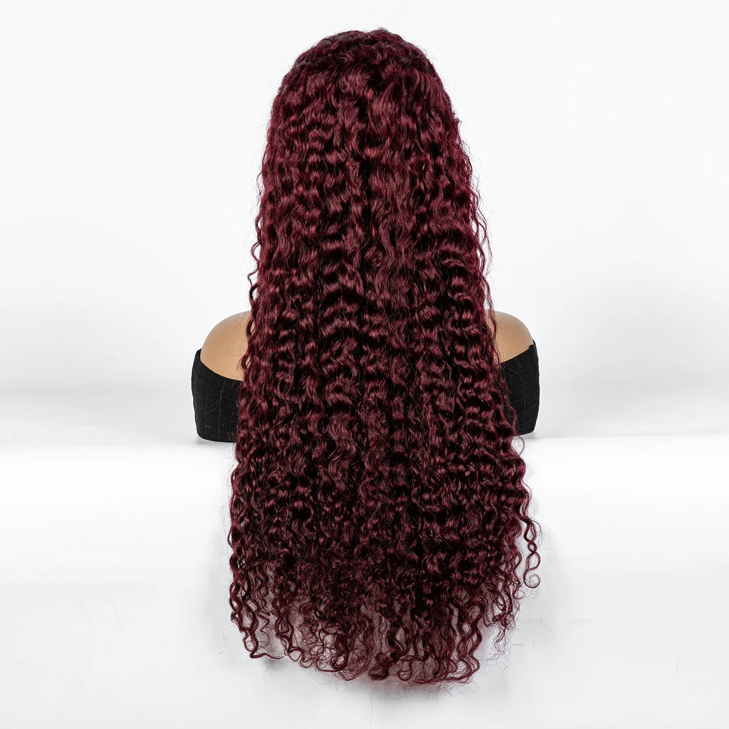 300% Density Ombre 30 Inches Water Wave Wavy Curly Human Hair Wigs 13x4 Transparent Lace Frontal Human Hair Wig for Women