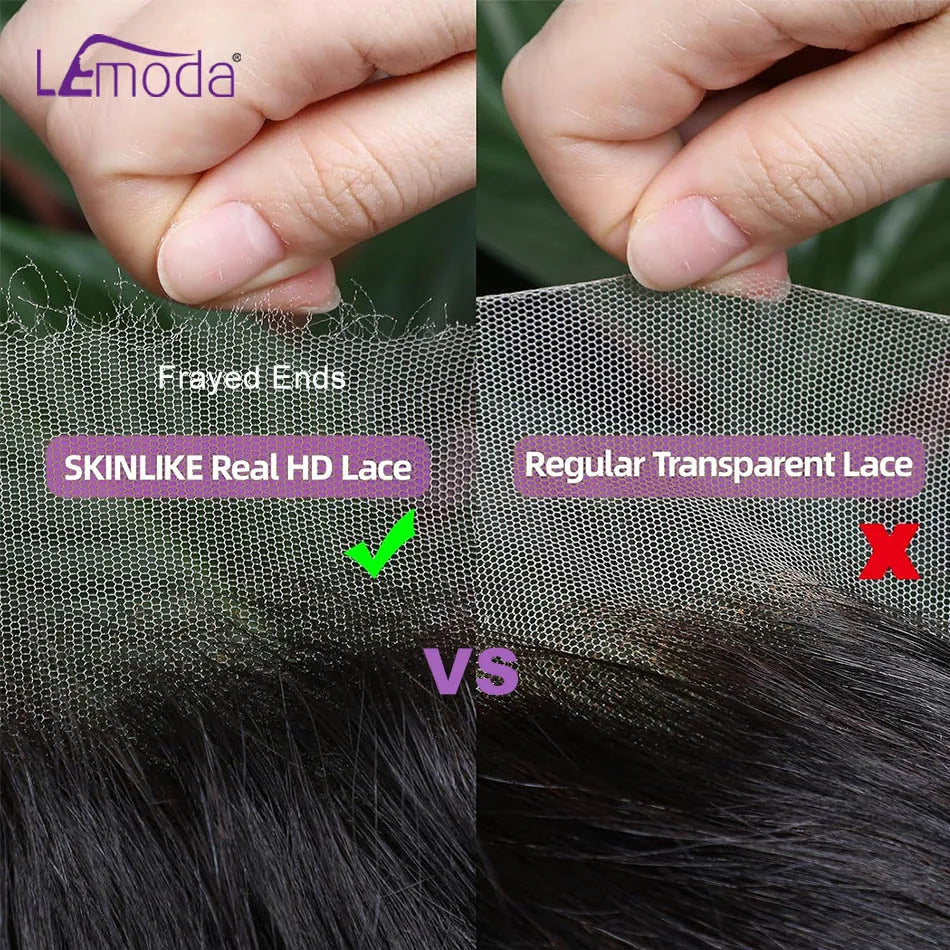 13x6 HD Lace Frontal Wig Deep Wave 250 Density SKINLIKE Real HD Lace Wig Virgin Hair Pre plucked 13x4 Lace Wig Human Hair Lemoda