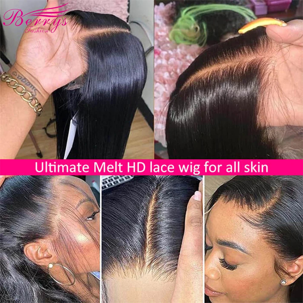 Berrys Straight 13x6 HD Lace Front Human Hair Wigs Pre Plucked 5x5 Lace Closure Wig And 13x4 Lace Frontal VietnameseWig 250%